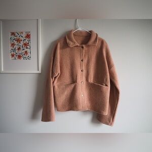 Upcycled Vintage Wool Blanket Coat Sustainable Pockets Pink Jacket Hand Made